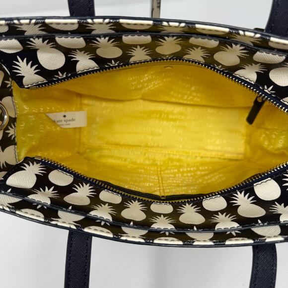 Kate Spade New York Cedar Street Pineapples Hayden Handbag Tote Black White - Picture 15 of 16